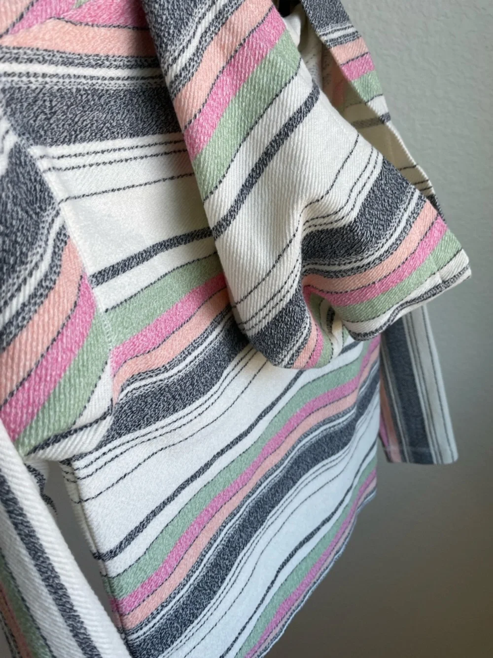 O'Neill Cream Striped Pullover with Pink and Green Accents